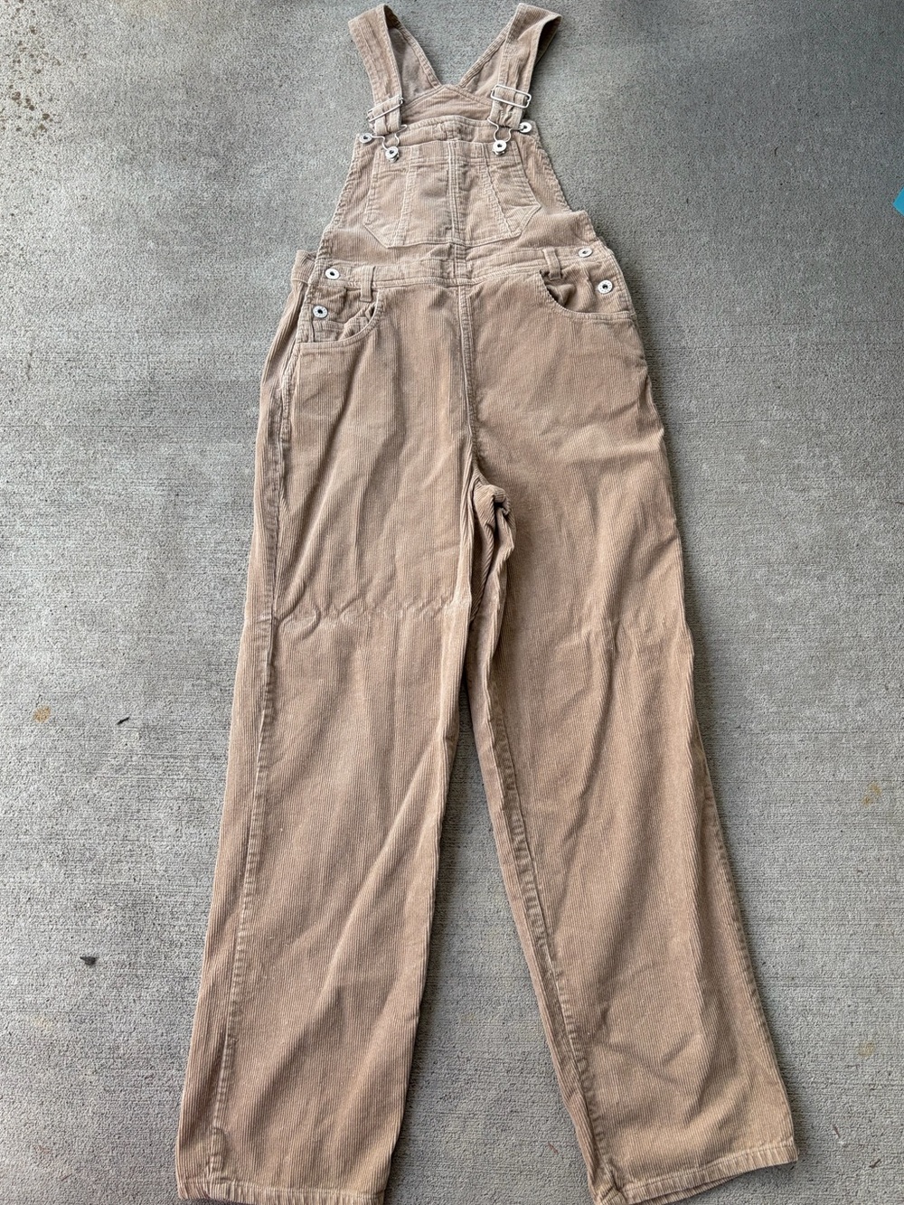Vintage 90s tan corduroy bib overalls straight leg denimoodz